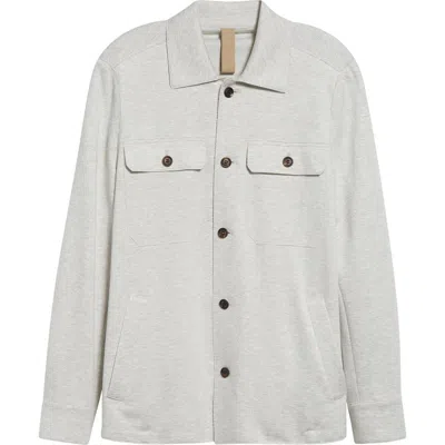 Eleventy Herringbone Overshirt In 13 Light Melange Grey