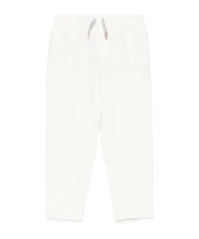 Eleventy Kids' Herringbone Trousers In White
