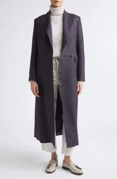 Eleventy Herringbone Wool Blend Duster Jacket In Blue