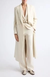 Eleventy Herringbone Wool Blend Duster Jacket In White