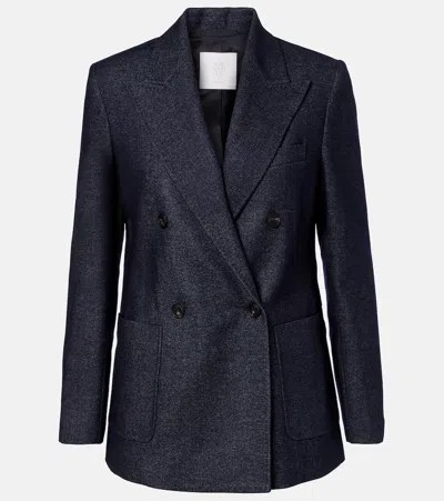 Eleventy Herringbone Wool, Cotton, And Cashmere Blazer In Blue
