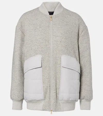 Eleventy Herringbone Wool-blend Down Jacket In Gray