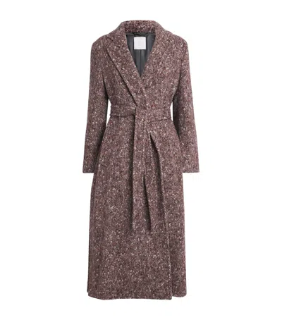 Eleventy Herringbone Tie-waist Coat In Brown