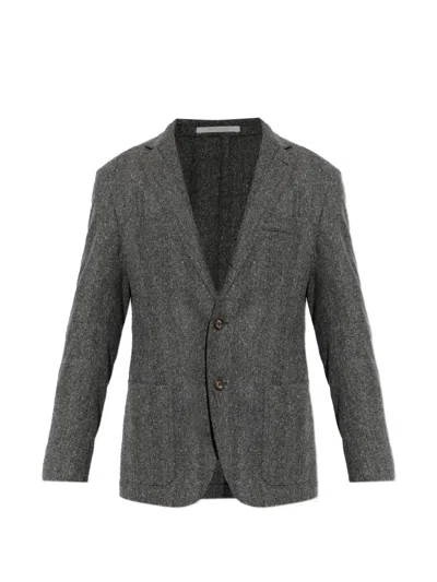 Eleventy Herringbone-pattern Blazer In Gray