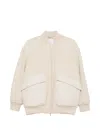 Eleventy Herringbone-pattern Bomber Jacket In Neutrals