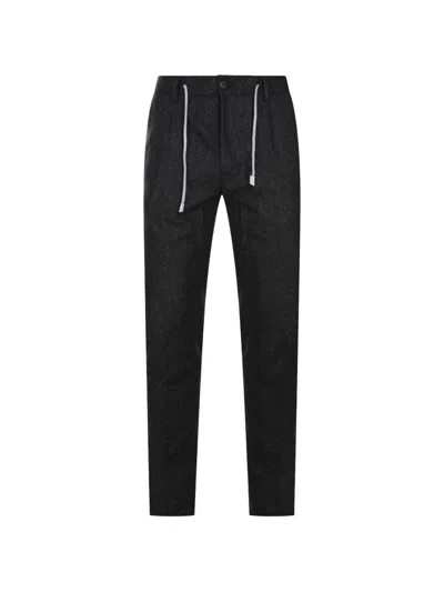Eleventy Herringbone-pattern Drawstring Trousers In Red