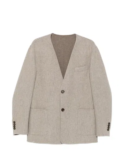 Eleventy Herringbone-pattern Jacket In Neutral