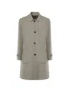 Eleventy Herringbone-pattern Single-breasted Coat In Gray