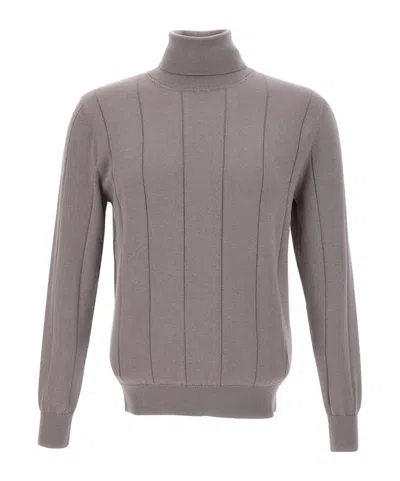 Eleventy High Collar Long Sleeve Sweater In Gray