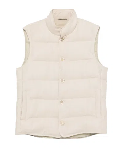 Eleventy High Collar Sleeveless Vest In Neutral
