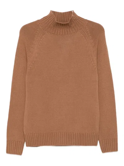 Eleventy High-neck Raglan-sleeve Sweater In Brown