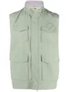 Eleventy High Neck Vest In Green
