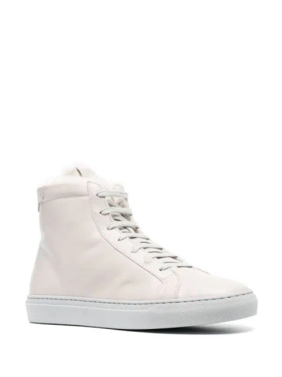 Eleventy High-top Sneakers In Smooth Cow Leather In White