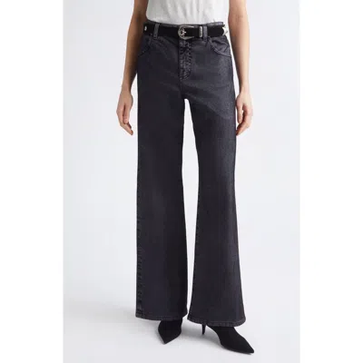 Eleventy High Waist Wide Leg Jeans In Black