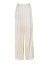 Eleventy High-waisted Linen Trousers In Beige