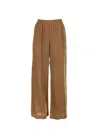Eleventy High-waisted Linen Trousers With Elastic In Brown