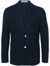 Eleventy Honeycomb-knit Cotton Blazer In Blue