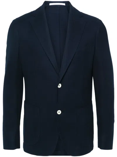 Eleventy Honeycomb-knit Cotton Blazer In Blue