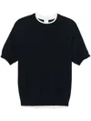 Eleventy Crew Neck Honeycomb T-shirt Ribbed Hem