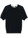 Eleventy Crew Neck Honeycomb T-shirt Ribbed Hem In Multicolour