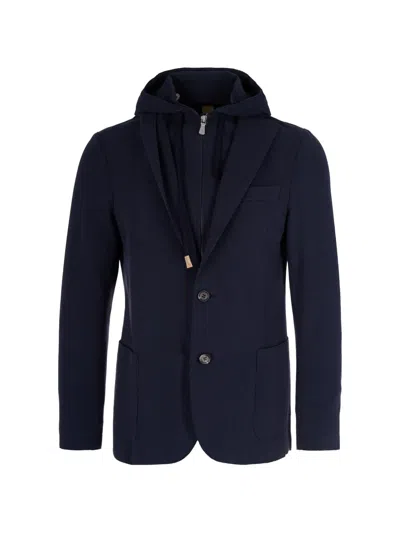 Eleventy Hooded Blazer In Blue