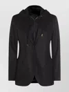 Eleventy Wool Blend Flannel Blazer With Removable Hooded Bib In Black