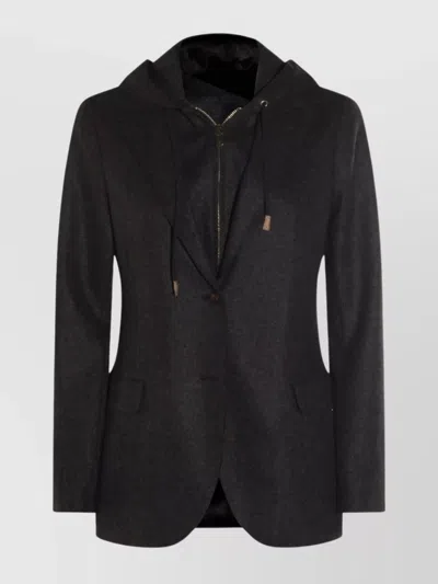 ELEVENTY HOODED BLAZER WITH FRONT POCKETS AND LONG SLEEVES