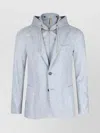 Eleventy Hooded Blazer With Front Pockets And Long Sleeves In Gray