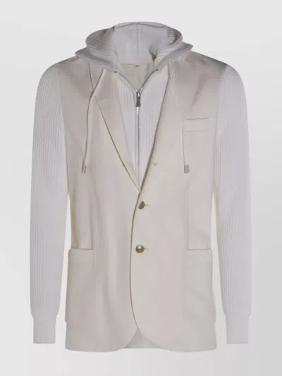 ELEVENTY HOODED BLAZER WITH FRONT POCKETS AND RIBBED SLEEVES
