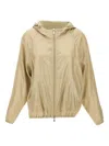 Eleventy Linen Jacket With Hood And Zip In Gold