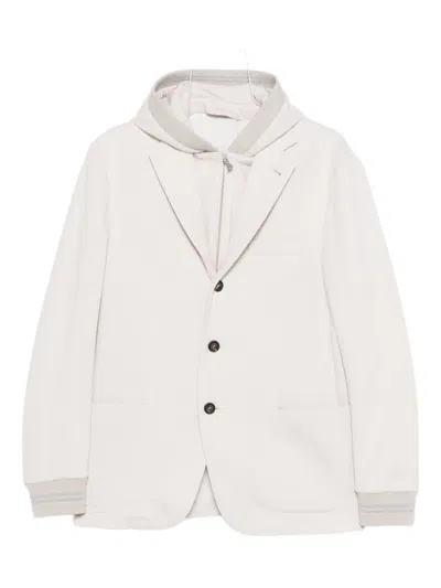 Eleventy Hooded Button Blazer In Neutral