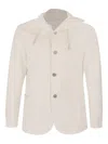 Eleventy Drawstring-hooded Single-breasted Jacket In Neutral