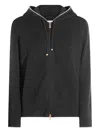 Eleventy Zip-up Hooded Sweater In Black