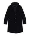 Eleventy Navy Blue Panelled Mid-length Wool Coat In Black