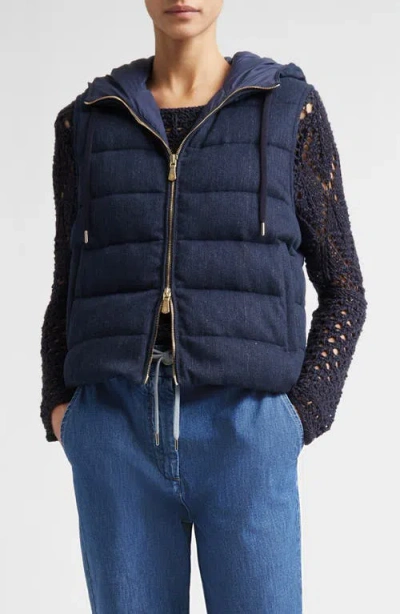 Eleventy Hooded Down Puffer Vest In Blue
