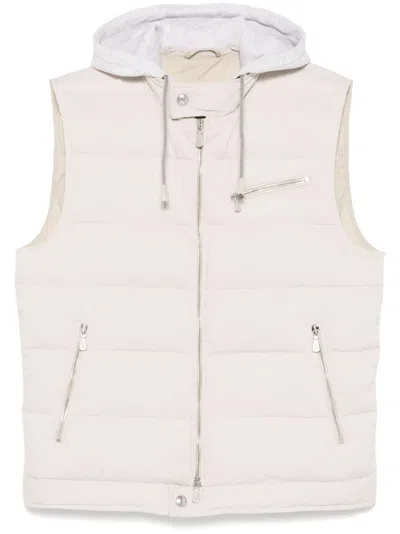 Eleventy Hooded Gilet In Neutrals