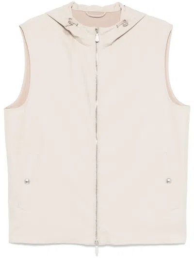 Eleventy Hooded Gilet In Neutrals