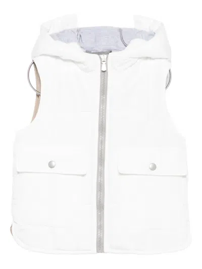 Eleventy Kids' Hooded Gilet In White