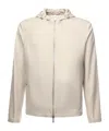 Eleventy Silk Hooded Jacket Long Sleeves In Gray