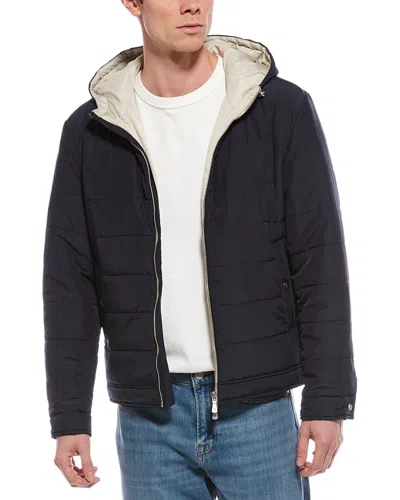 Eleventy Hooded Silk-blend Jacket In Blue