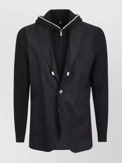 ELEVENTY HOODED JACKET FEATURING BIB AND POCKETS