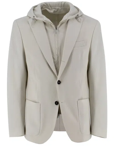Eleventy Hooded Jacket In Sand