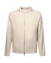Eleventy Silk Hooded Jacket Long Sleeves In Sand