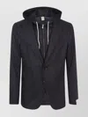 Eleventy Hooded Jacket With Front Pockets And Drawstring In Black