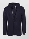 Eleventy Hooded Jacket With Front Pockets And Long Sleeves In Blue