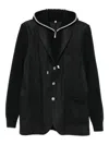 Eleventy Hooded Blazer With Ribbed Sleeves And Pockets In Black