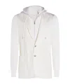 Eleventy Hooded Blazer With Front Pockets And Ribbed Sleeves In White