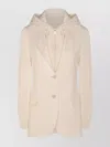 Eleventy Hooded Longline Blazer Front Pockets