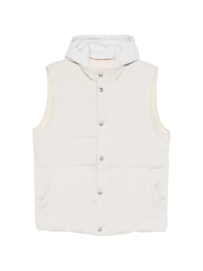 Eleventy Hooded Padded Gilet In Neutral