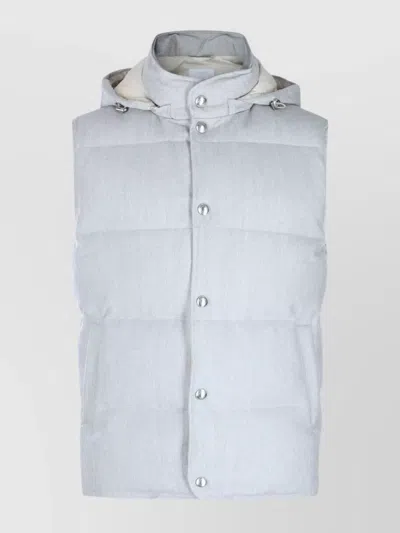 ELEVENTY HOODED PADDED SLEEVELESS JACKETS WITH SIDE POCKETS